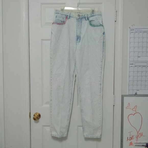 Vintage Jordache High Waisted Acid Wash Mom Jeans Size 16 Zip Fly 100% Cotton - Picture 2 of 12